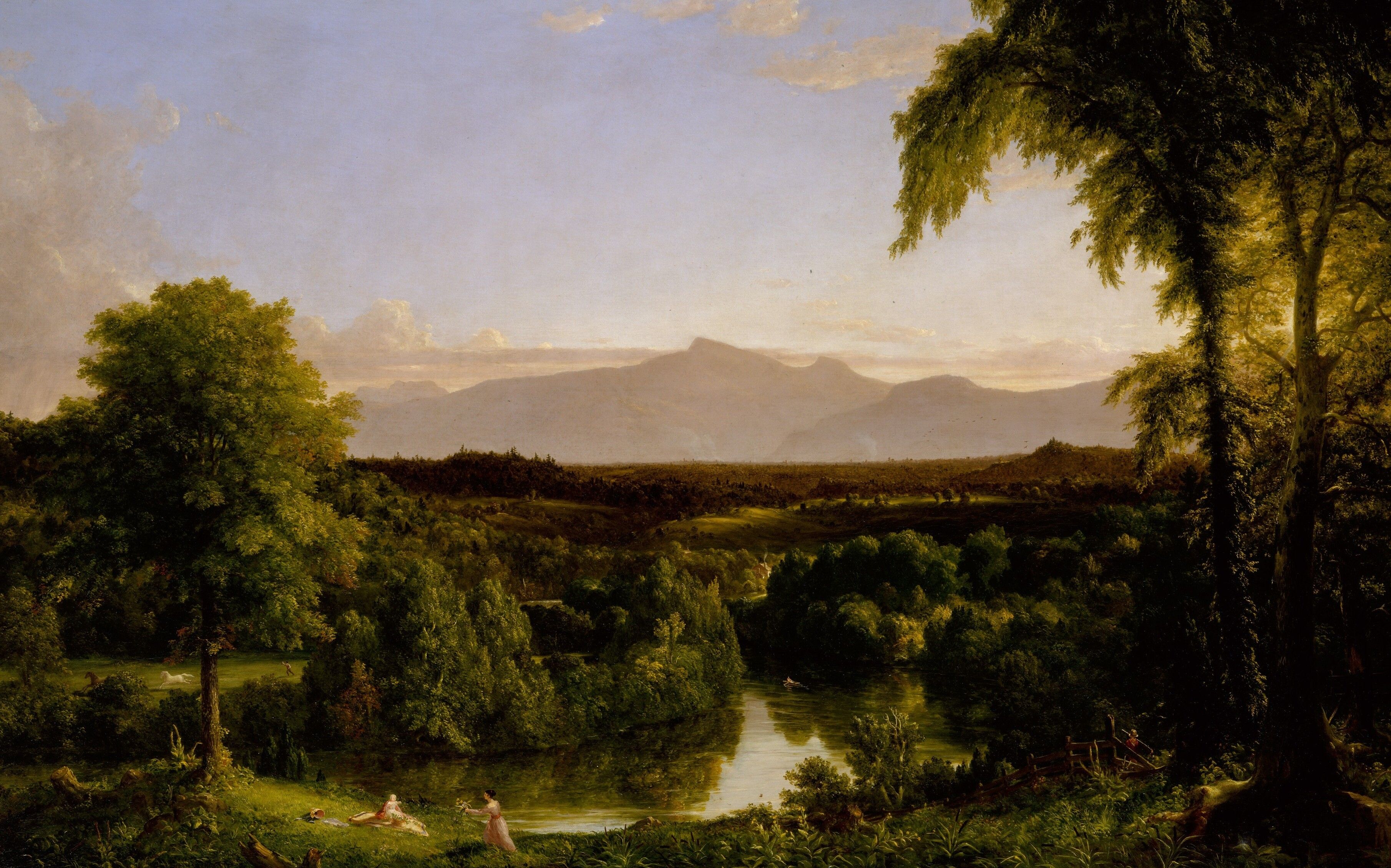 Sunlit valley landscape
